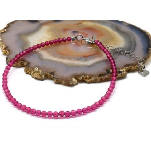 Браслет на ногу из циркона шарик гр.3мм цвет фиолетовый, 21см (иск.)