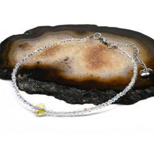 Браслет на ногу из циркона шарик гр.2мм, цвет хрусталь хамелеон, 21см (иск.)