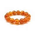 Браслет из янтаря шарик 15мм цвет коньячный, 16см (иск.)