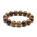 Браслет из янтаря шарик 14мм цвет шоколадный, 17см (иск.)