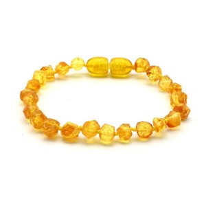 Браслет для детей из цельного янтаря "кусанка" 5мм цвет медовый, 14см