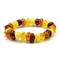 Браслет из янтаря искусственного галтовка 13*10мм цвет ассорти, 18см