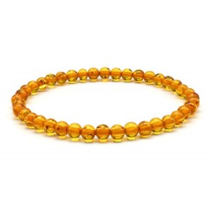 Браслет из янтаря шарик 5мм цвет медовый, 17см (иск.)
