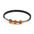 Браслет на струне со вставками янтаря галтовка 8мм цвет светло-коньячный, 18см