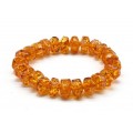Браслет из янтаря диски с гранями 11*8мм цвет светло-коньячный, 15см (иск.)