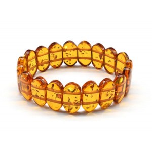 Браслет из янтаря овал 20*10мм цвет коньячный, 18см (иск.)