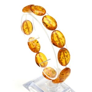 Браслет из янтаря овал 13*18мм цвет медовый, 18см (иск.)