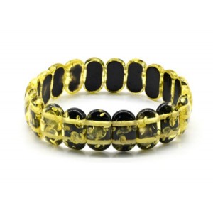 Браслет из янтаря овал 17*10мм цвет зеленый, 18см (иск.)