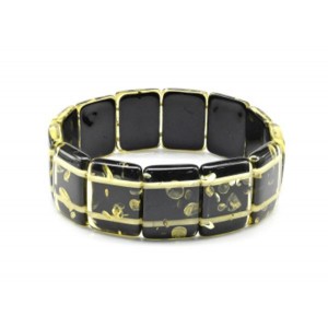 Браслет из янтаря прямоугольник 21*16мм цвет зеленый, 18см (иск.)