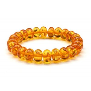 Браслет из янтаря рондель 11*7мм цвет медовый, 15см (иск.)