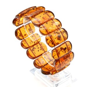 Браслет из янтаря сегмент 30*15мм цвет светло-коньячный, 18см (иск.)