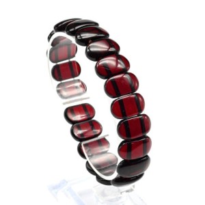 Браслет из янтаря овал 17*10мм цвет вишня, 18см (иск.)