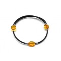 Молодежный браслет с янтарем на каучуке овал 8*10мм цвет светло-коньячный, 17см.