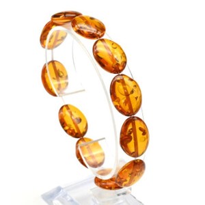 Браслет из янтаря овал 13*18мм цвет коньячный, 18см (иск.)