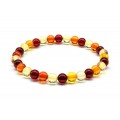 Браслет из янтаря шарик 6мм цвет лимонный, медовый, вишня, 17см (иск.)