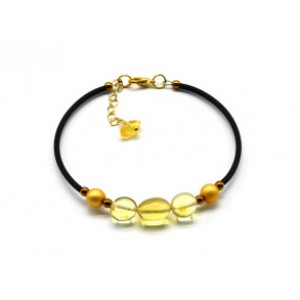Браслет женский с лимонным янтарем, 17см.