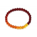Браслет из янтаря шарик 6мм цвет радуга лимонный, медовый, вишня, 17см (иск.)