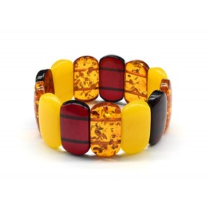 Браслет из янтаря сегмент 30*15мм цвет медово-молочный, коньячный, вишня, 18см (иск.)