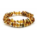 Браслет из янтаря на пружинке крошка цвет молочный, коньячный, 17см