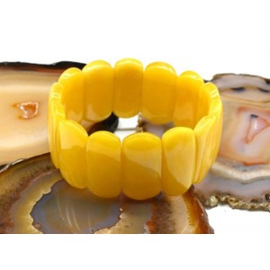 Браслет из янтаря сегмент 28*13мм цвет карамельный, 18см (иск.)