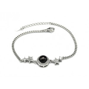 Браслет на цепочке с гиперстеном "Круг", 17см