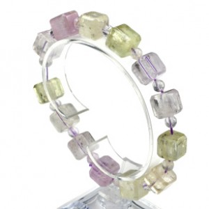 Браслет из Кунцита кубик 10-11мм, 45,2г