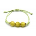 Плетеный браслет с полимером шарик 12мм цвет оливковый (иск.)