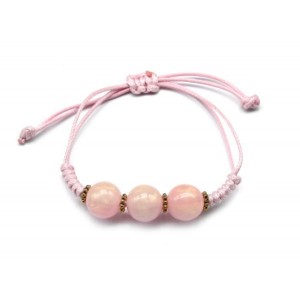 Плетеный браслет с полимером шарик 12мм цвет розовый (иск.)