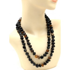 Бусы из агата черного галтовка 6-13мм, 110-120см Бусы из агата черного галтовка 6-13мм, 110-120см