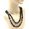 Бусы из агата черного галтовка 6-13мм, 110-120см