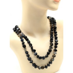 Бусы из агата черного галтовка 6-13мм, 110-120см Бусы из агата черного галтовка 6-13мм, 110-120см