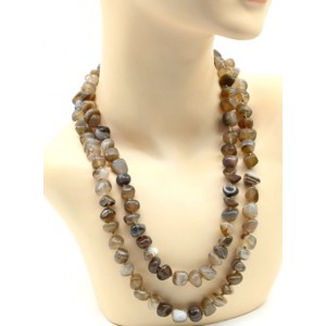 Бусы из агата галтовка 6-13мм, цвет кофейный, 110-120см