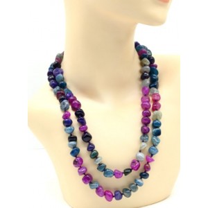 Бусы из агата тонированого галтовка 6-13мм, цвет ассорти, 110-120см