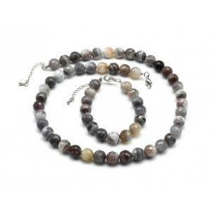 Бусы с браслетом шарик гр.10мм из агата бразильского, 48см