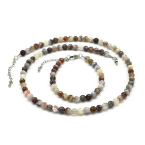 Бусы с браслетом шарик гр.6мм из агата бразильского, 48см