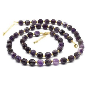 Бусы и браслет из аметиста граненые 8*10мм, 50см, 20см