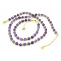 Комплект: бусы, браслет из аметиста граненые 5*6мм, 44см, 17см