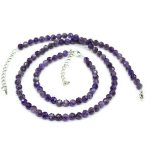Бусы и браслет из аметиста шарик гр.6мм, 45см, 18см