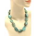 Бусы из бирюзы (имитация) овал витой 20*30мм, 49см