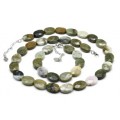 Бусы и браслет из жадеита овал гр.12*16мм, 47см, 18см