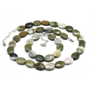 Бусы и браслет из жадеита овал гр.12*16мм, 47см, 18см