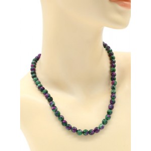 Бусы шарик гр.8мм из кальцита цвет цоизит, 48см