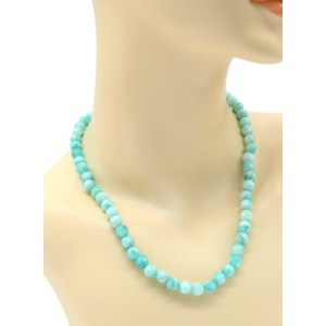 Бусы шарик гр.8мм из кальцита цвет лазурный, 48см