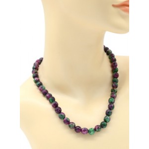 Бусы шарик гр.10мм из кальцита цвет цоизит, 48см