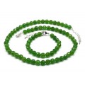 Бусы и браслет из кальцита шарик гр.8мм цвет зеленый, 47см, 17,5см