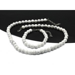 Бусы и браслет из кахолонга шарик гр.8мм, 47см, 17см