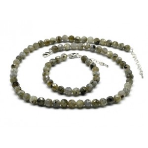 Бусы и браслет из лабрадорита шарик гр.8мм, 47см, 17,5см