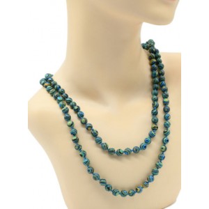 Длинные бусы из хризоколлы искусственной шарик 8мм