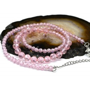 Бусы из Фианита шарик гр.4-6мм, цвет розовый, 46см, 27г (иск.)