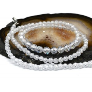 Бусы из Фианита шарик гр.4-6мм, цвет хрусталь, 46см, 25г (иск.)